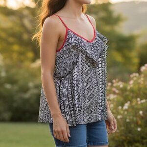872-873 WOMENS BLACK/WHITE HIEROGLYPHIC TANK BY HAPTICS